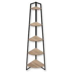 Calicosy - LEXIE Boekenkast 5 niveaus - Zwart - 36x36x180 cm