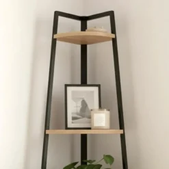 Calicosy - LEXIE Boekenkast 5 niveaus - Zwart - 36x36x180 cm