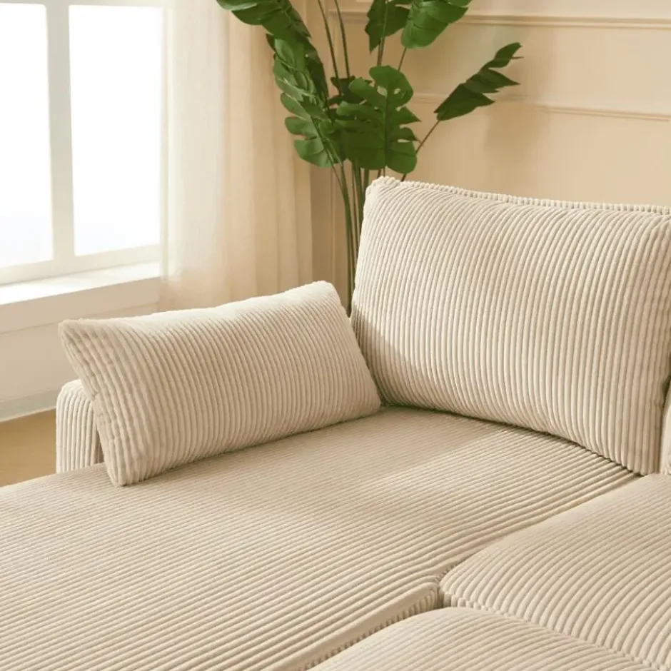 Calicosy - LOUISON 3-zits slaapbank - Beige - 219x147x84 cm