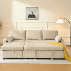 Calicosy - LOUISON 3-zits slaapbank - Beige - 219x147x84 cm