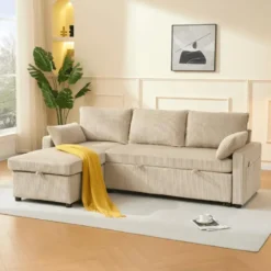 Calicosy - LOUISON 3-zits slaapbank - Beige - 219x147x84 cm