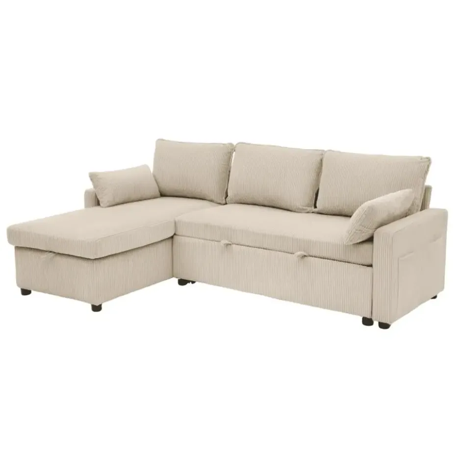 Calicosy - LOUISON 3-zits slaapbank - Beige - 219x147x84 cm