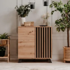 Calicosy - LUBLIN Dressoir 2 deuren - Licht hout - 40x80x85 cm