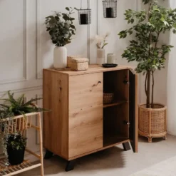 Calicosy - LUBLIN Dressoir 2 deuren - Licht hout - 40x80x85 cm