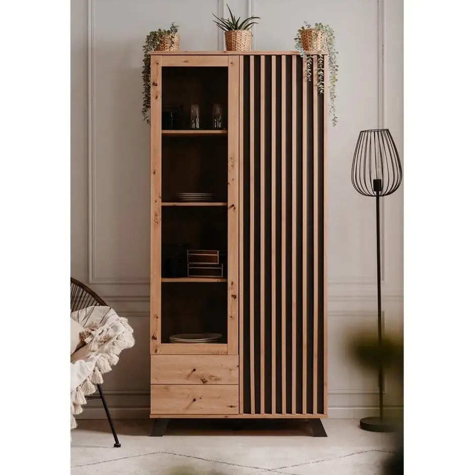 Calicosy - LUBLIN Servieskast - Licht hout - 40x92x198 cm