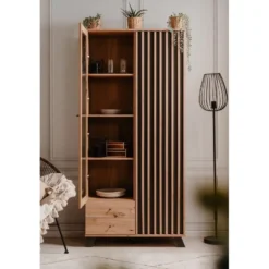Calicosy - LUBLIN Servieskast - Licht hout - 40x92x198 cm