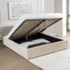 CALICOSY - Opbergbed bekleed met fluweel ROMY - Beige - 170x214x36,5 cm