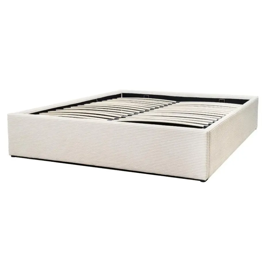 CALICOSY - Opbergbed bekleed met fluweel ROMY - Beige - 170x214x36,5 cm