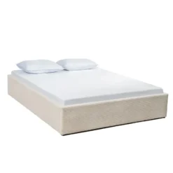 CALICOSY - Opbergbed bekleed met fluweel ROMY - Beige - 170x214x36,5 cm