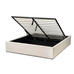 CALICOSY - Opbergbed bekleed met fluweel ROMY - Beige - 170x214x36,5 cm