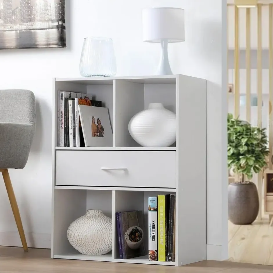 CALICOSY - Opbergplank met 4 compartimenten - 29,5x62x80 cm