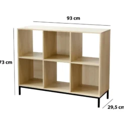 Calicosy - Opbergplank met 6 vakken - 29.8x93.5x72.6 cm
