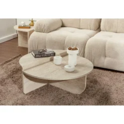 Calicosy - ORION Set van 2 salontafels - Licht hout - 90x90x35 cm