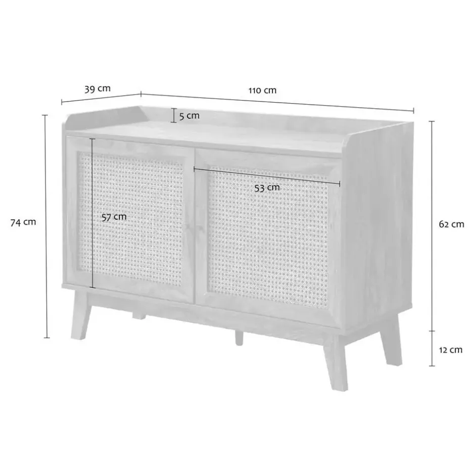 Calicosy - PALMO Dressoir - Licht hout - 39x110x74,5 cm
