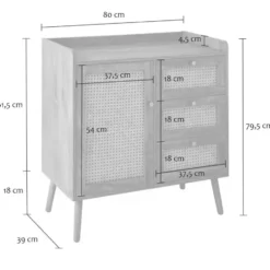 Calicosy - PALMO Ladekast 3 lades - Licht hout - 39x80x79,5 cm