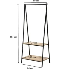 Calicosy - Rek in industriële stijl met 2 schappen 40x64.5x151 cm