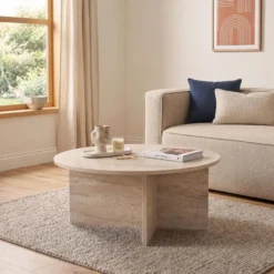 CALICOSY - Salontafel SOLEIL - Beige - 40x90x90 cm