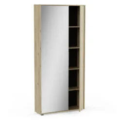 CALICOSY - Schoenenkast en 1 spiegel EBONY - 23,9x82,9x178,4 cm