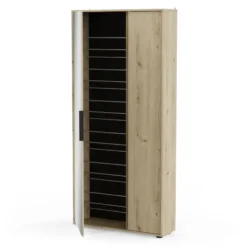 CALICOSY - Schoenenkast en 1 spiegel EBONY - 23,9x82,9x178,4 cm