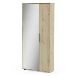 CALICOSY - Schoenenkast en 1 spiegel EBONY - 23,9x82,9x178,4 cm