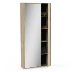 CALICOSY - Schoenenkast en 1 spiegel EBONY - 23,9x82,9x178,4 cm
