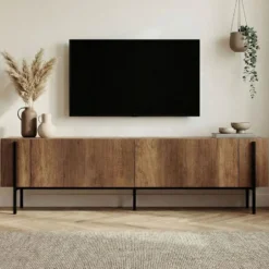 Calicosy - TV-meubel ATLAS - Walnoot/Zwart - 180x30x45 cm