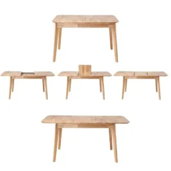 Calicosy - Uitschuifbare Eettafel SOLINE - Rubberwood - 120/160 x80x75 cm