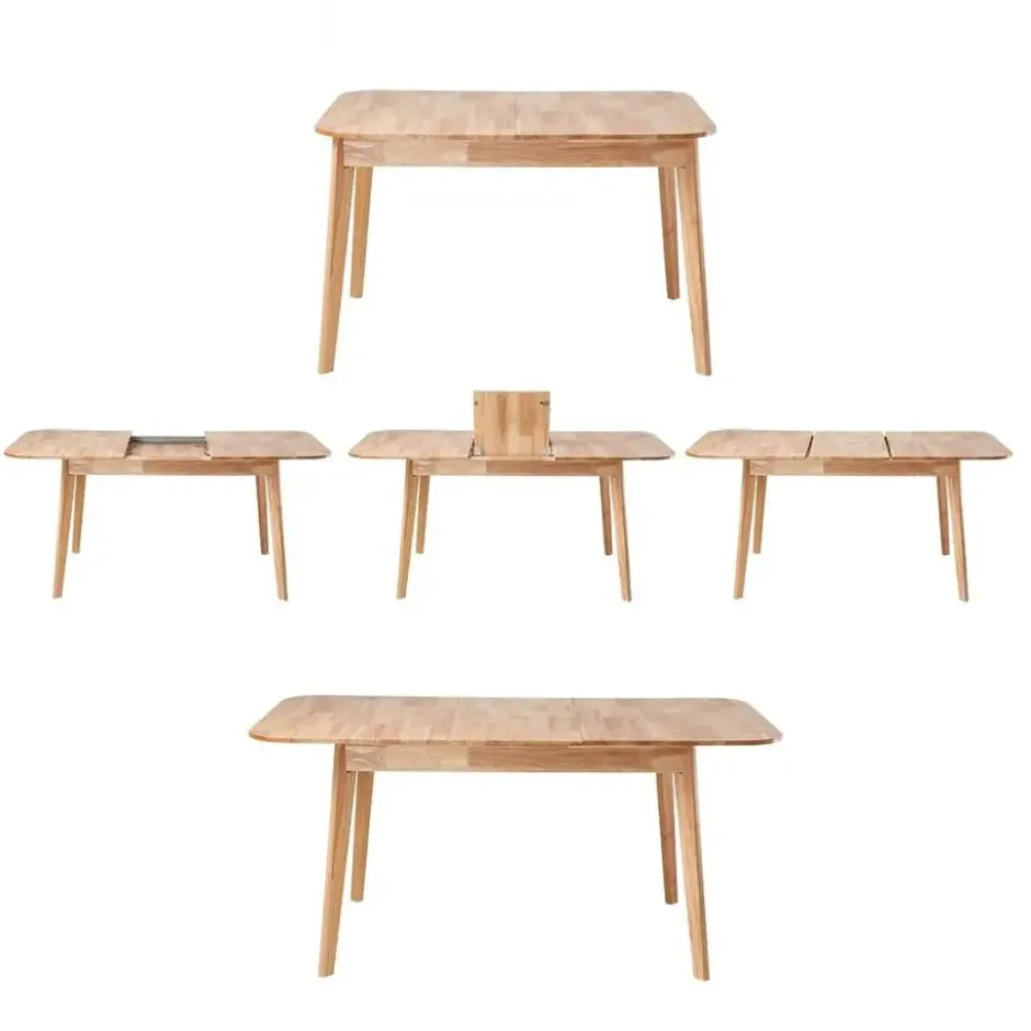 Calicosy - Uitschuifbare Eettafel SOLINE - Rubberwood - 120/160 x80x75 cm