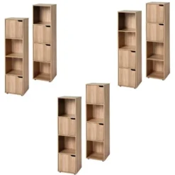 Calicosy - 4-vaks kast, houtdecor, 2 deuren MODU - 29x30.7x120 cm