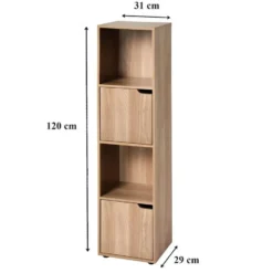 Calicosy - 4-vaks kast, houtdecor, 2 deuren MODU - 29x30.7x120 cm