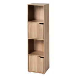 Calicosy - 4-vaks kast, houtdecor, 2 deuren MODU - 29x30.7x120 cm