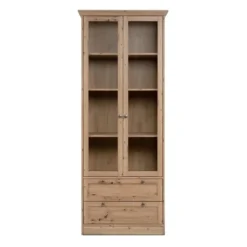 CALICOSY - Vitrinekast met 2 glazen deuren TIMBER - Eikenhout - 45x80x200 cm