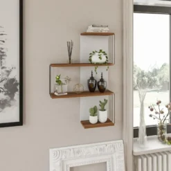 CALICOSY - Wandplank met 4 legplanken CAMBEL - 19x64x96 cm
