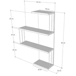 CALICOSY - Wandplank met 4 legplanken CAMBEL - 19x64x96 cm