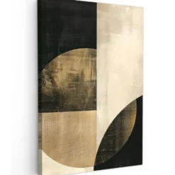 Canvas Schilderij 80x120 cm Abstract - Geometrische vormen - Zwart - Goud