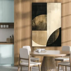 Canvas Schilderij 80x120 cm Abstract - Geometrische vormen - Zwart - Goud