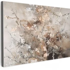 Canvas Schilderij 120x80 cm Amandelbloesem - Kunst - Van Gogh - Beige - Abstract