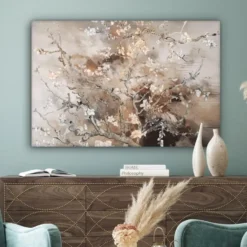 Canvas Schilderij 120x80 cm Amandelbloesem - Kunst - Van Gogh - Beige - Abstract