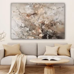 Canvas Schilderij 120x80 cm Amandelbloesem - Kunst - Van Gogh - Beige - Abstract