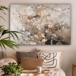 Canvas Schilderij 120x80 cm Amandelbloesem - Kunst - Van Gogh - Beige - Abstract