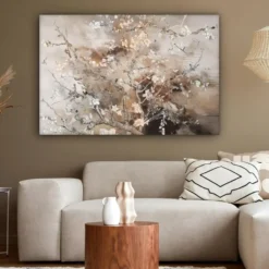 Canvas Schilderij 120x80 cm Amandelbloesem - Kunst - Van Gogh - Beige - Abstract