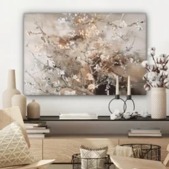 Canvas Schilderij 60x40 cm Amandelbloesem - Kunst - Van Gogh - Beige - Abstract