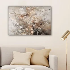 Canvas Schilderij 90x60 cm Amandelbloesem - Kunst - Van Gogh - Beige - Abstract