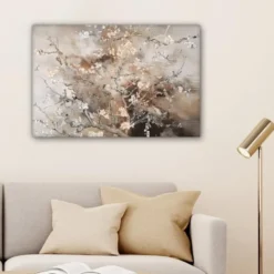 Canvas Schilderij 90x60 cm Amandelbloesem - Kunst - Van Gogh - Beige - Abstract