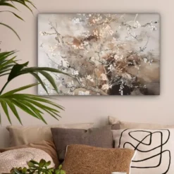 Canvas Schilderij 90x60 cm Amandelbloesem - Kunst - Van Gogh - Beige - Abstract
