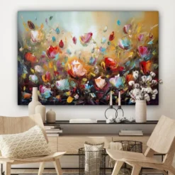 Canvas Schilderij 120x80 cm Bloemen - Kunst - Natuur - Olieverf
