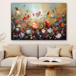 Canvas Schilderij 120x80 cm Bloemen - Kunst - Natuur - Olieverf