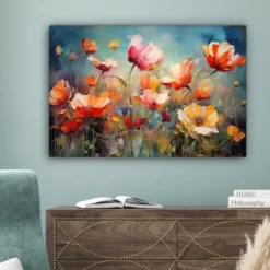 Canvas Schilderij 90x60 cm Bloemen - Watercolor - Kunst - Botanisch - Natuur