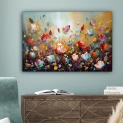 Canvas Schilderij 90x60 cm Bloemen - Kunst - Natuur - Olieverf