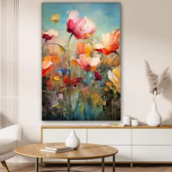 Canvas Schilderij 80x120 cm Bloemen - Watercolor - Kunst - Botanisch - Natuur